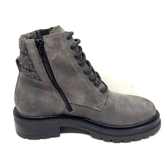 MIZ MOOZ NUBUCK LEATHER BOOTS SIDE ZIP LACE UP 37EU/ 7US GRAY Z-166 - Picture 2 of 5